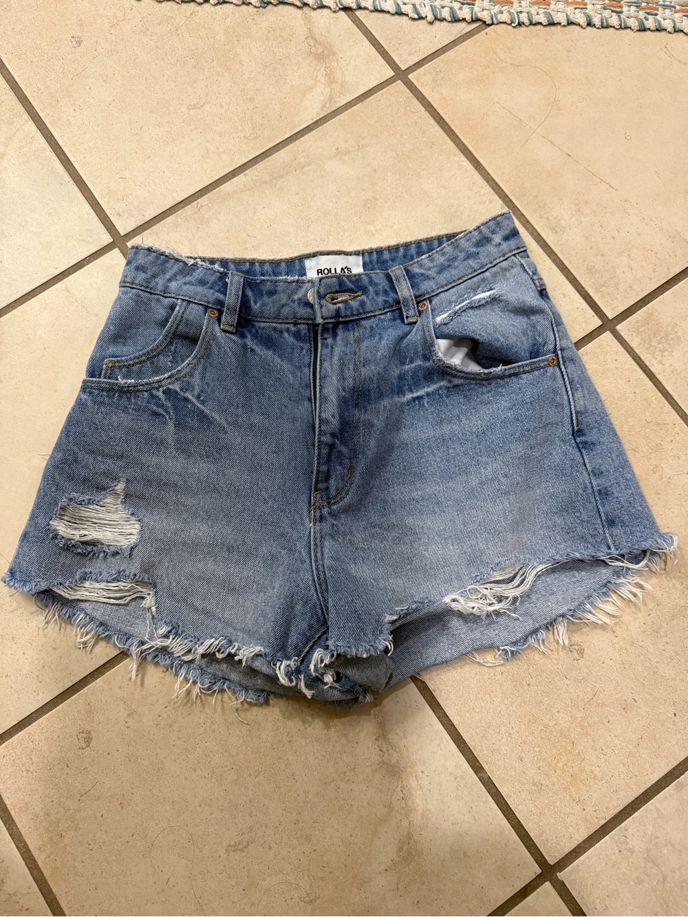 ROLLA'S Light Blue Distressed Denim Jean Shorts